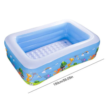Kids Inflatable Pool Foldable Square Blow up Pool Cute Blow Up Pool for Family Space-Saving Swimming Pool for Backyard Garden