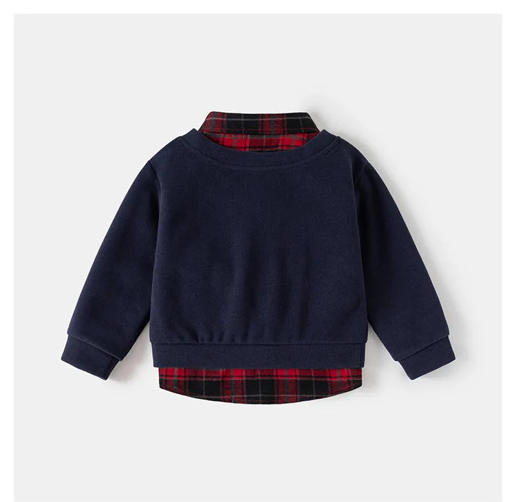 Fashion Boys Shirts Sweatshirts Turndown Collar Kids Tops Outfits Long Sleeve Children's Clothes
