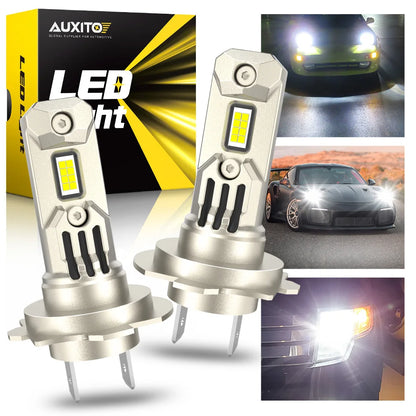AUXITO 2Pcs H7 Car Headlights LED Lights For Car CSP Headlight Bulb 6500K White Day Running Automobile Lamp With Cooling Fans