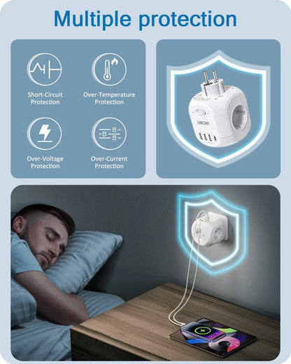 LENCENT USB Sockets dice Without Cable socket EU Socket Adapter Multiple socket EU Outlet Extender