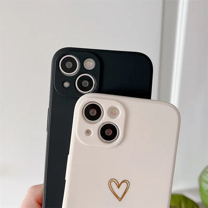 Crossbody Lanyard Silicone Phone Case For iPhone 15 14 11 12 13 Pro Max Mini 8 7 6 Plus 10 X Xr Xs Max SE 2020 Love Heart Cover