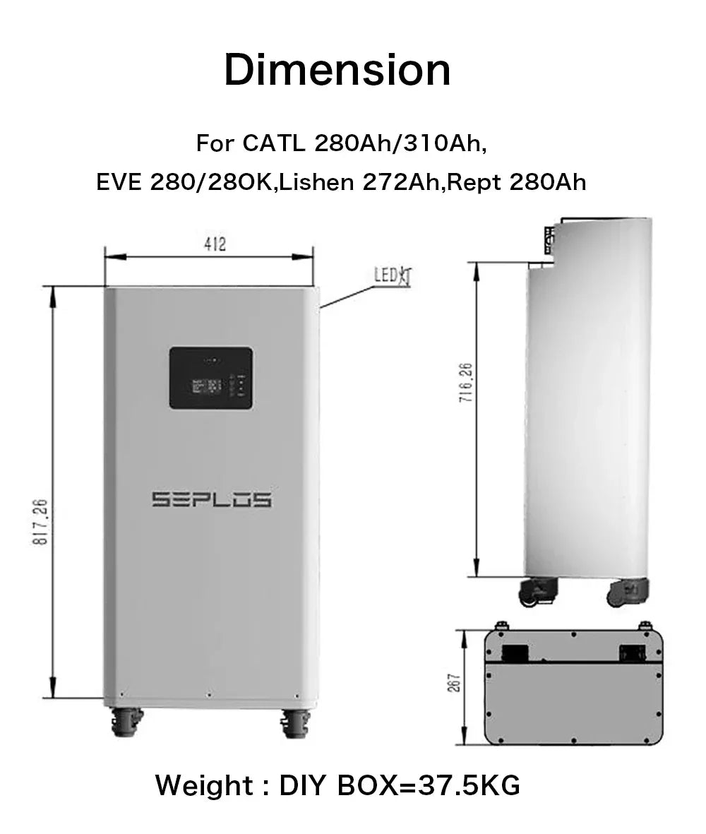 Poland 3.0 Seplos Case BMS Lifepo4 Battery 48V 280AH 304AH 310AH 320AH Power Bank 2A Balancer Rechargeable Solar