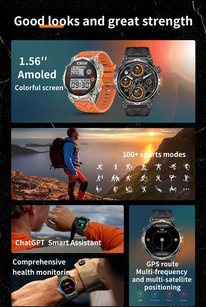 2025 New Professional GPS Sports Smart Watch Outdoor RIDE Run GPS track Swim Watchs Compass Altimeter 5ATM Sports Bracelets Men
