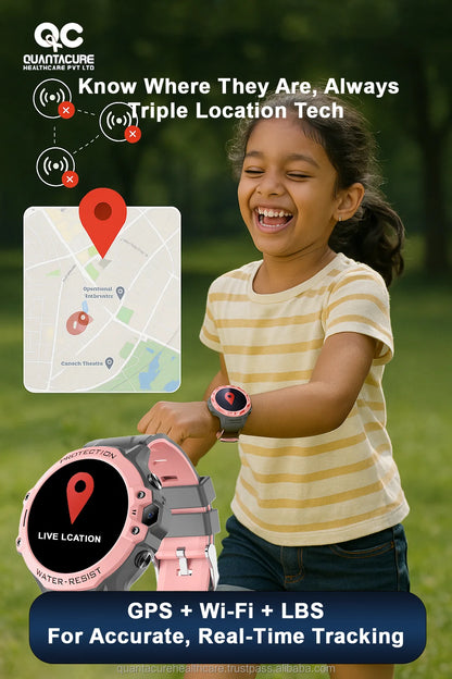 2025 QC K14 Kids Smartwatch GPS Navigation 700mAh Super Battery IP68 Waterproof Video Call Voice Chat Call Activity Tracker