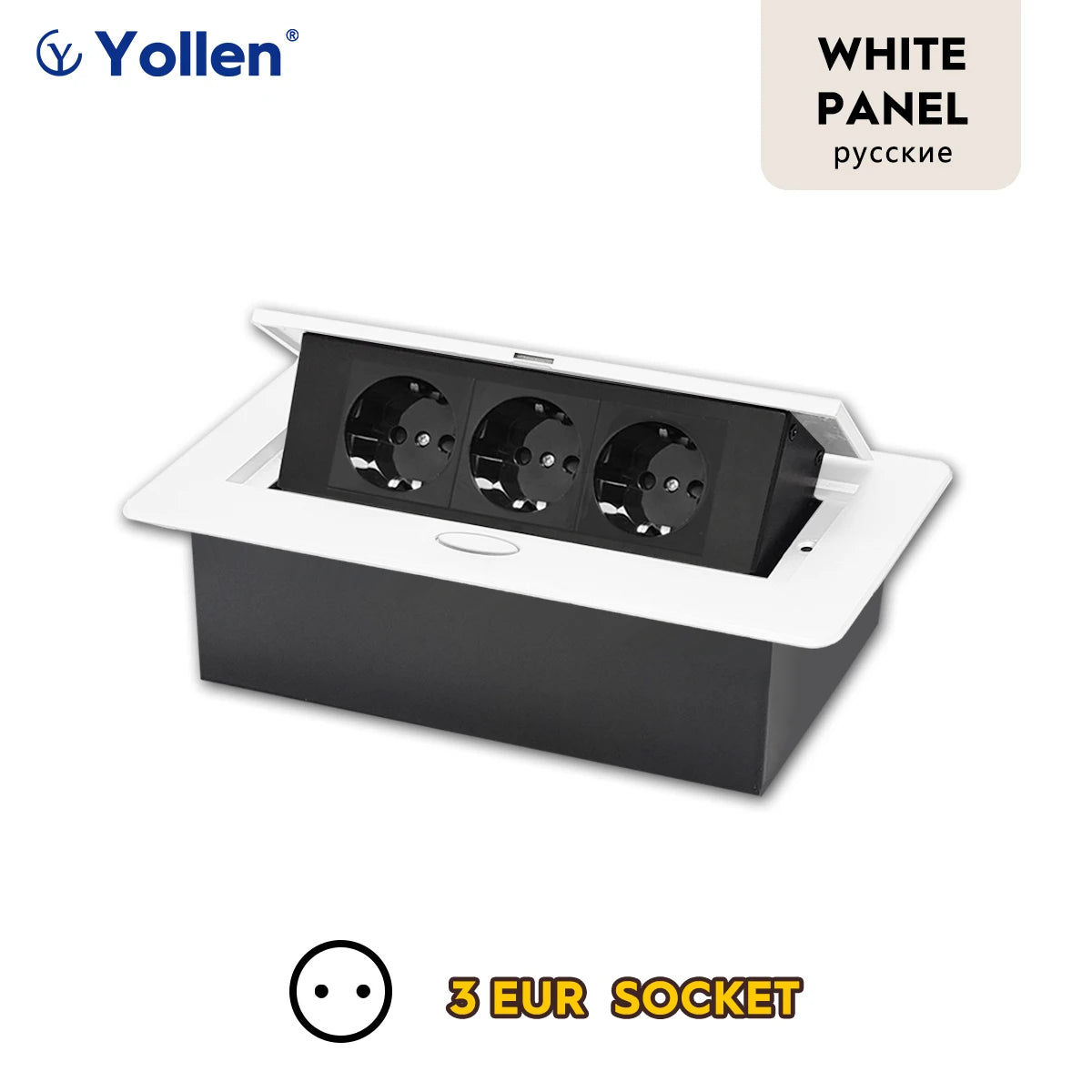 White/Black/Silver/Gold(Бронза Bинтажна) Metal Panel EUR Version RU Table Socket 2/3 Outlet USB Office Kitchen Cabinet Install