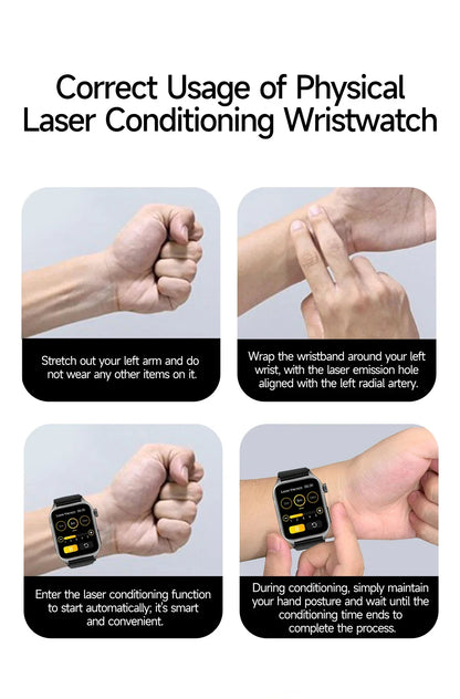 New 650nm Dual probe laser Health Smart Watch ECG+PPG Blood pressure Uric Acid Blood lipids AMOLED Physical therapy Smartwatches