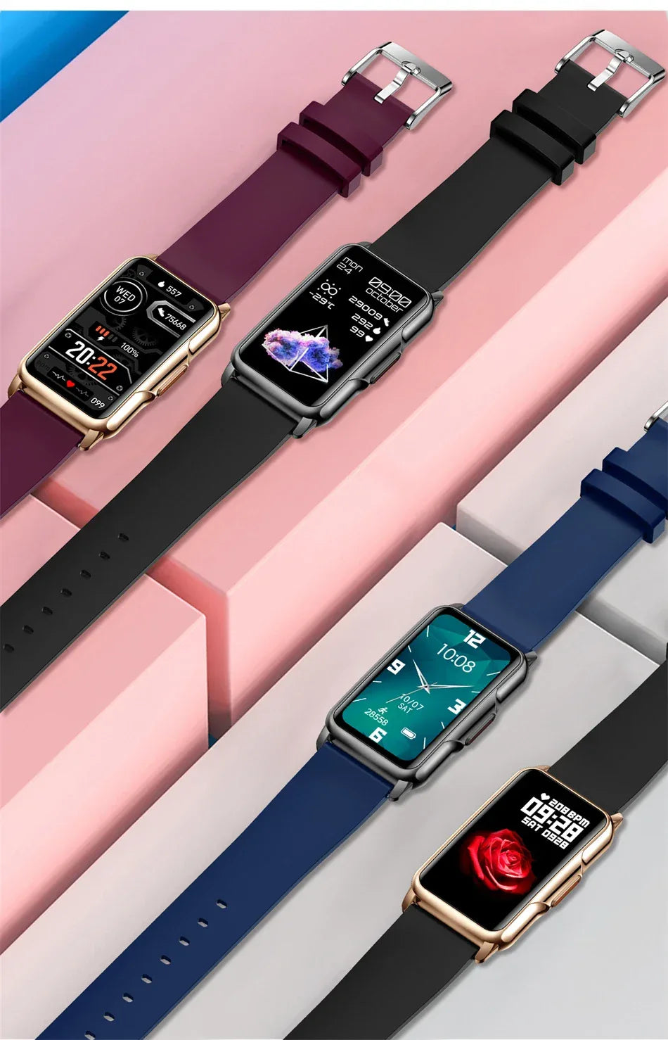 LIGE New Fashion Smart Watch Ladies Message Push Blood Pressure DIY Custom Dial Sports Bracelet Waterproof Men Smartwatch Women