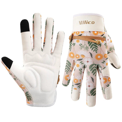 Vilico ladies' gardening gloves, breathable ladies' leather garden garden gloves, the best gift for gardeners