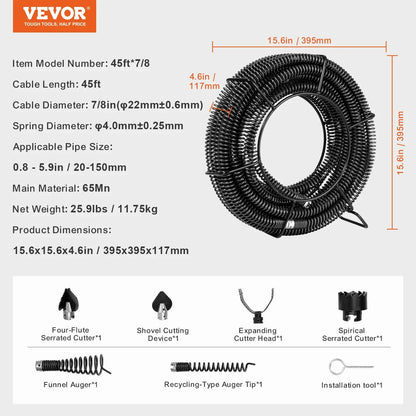 SucceBuy Drain Cleaning Cable Professional Sectional Drain Cleaner Cable Hollow Core Sewer Drain Auger Cable  Sink Floor Drain