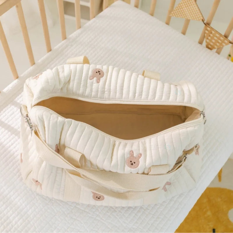 Embroidered Travel Bag Large Capacity Lightweight Foldable Duffle Weekender Tote Handheld Shoulder Crossbody Boston Carry-On Bag