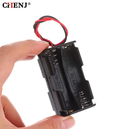 AA Battery Holder 6V for 4 x AA Batteries Plastic Storage Box AA Battery Case Dual Layers With Wire Lead Power Battery Storage