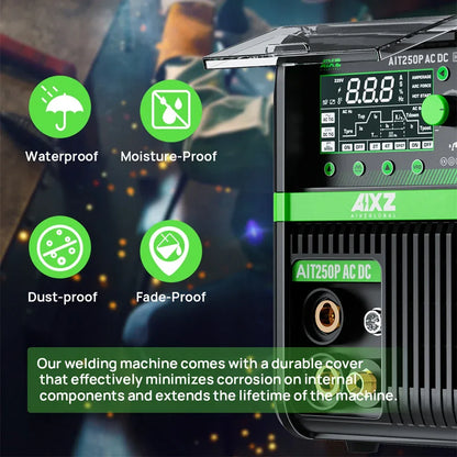 AIXZ 250A 5 in 1 HF TIG Welder AC/DC Aluminum Welding MMA/ARC/Argon Digital Pulse 2T/4T IGBT Inverter Stainless Welding Machine