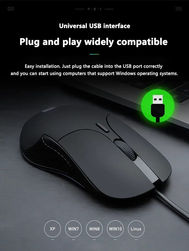 INPHIC B2 USB Wired Mouse Silent Office Gaming Mouse for PC and Laptops
