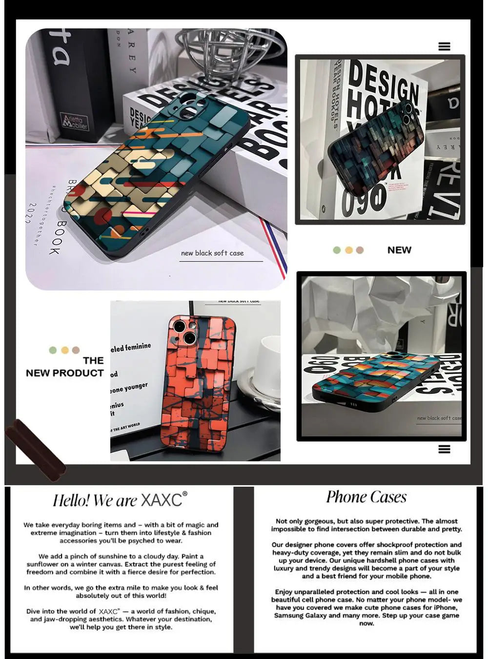 Men's cool creative cube Building Block IMD Phone Case FOR IPhone 16promax 14 11 12 Pro 8 7 15 Plus 13 Pro MAX XR XS Black Cover