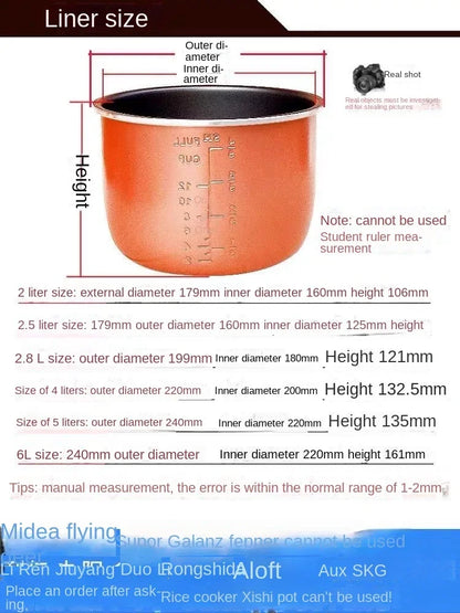 Electric pressure cooker liner multicooker bowl 4L 5L 6L liter non-stick pan double spray thickening