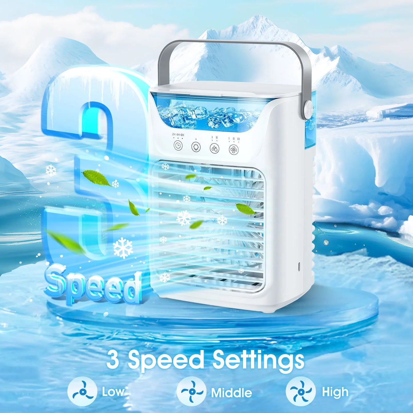 Portable Water Cooling Fan Small Air Humidifier Air Conditioner Water Mist Cooling 3 Speed Fan With Night Light For Home Office