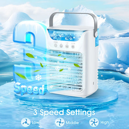 Portable Water Cooling Fan Small Air Humidifier Air Conditioner Water Mist Cooling 3 Speed Fan With Night Light For Home Office