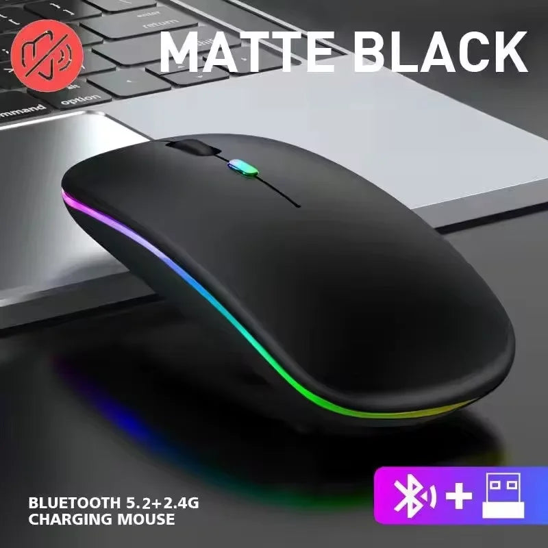 Tablet Phone Computer Bluetooth Wireless Mouse Charging Luminous 2.4G USB Wireless Mouse Portable Mouse