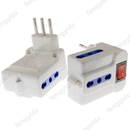 fengyidz 1PCS Italy Travel Plug Adapter  3 Ways Socket with Switch Multi Port Outlet Italian Standard