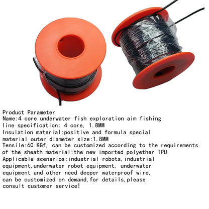 Submarine chamber cable4-core underwater imaging camera cable 20M  headphone head Diving room fishing accessories