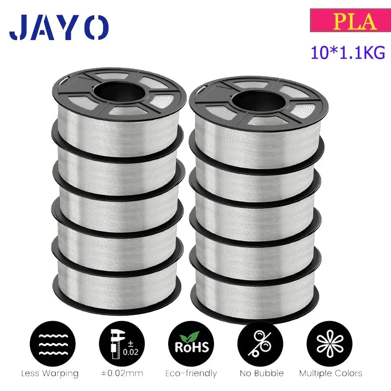 JAYO 3D Filament PLA 8Rolls 10Rolls 175mm 3D printing no bubbles no drawing smooth multiple colors optional 11kg for 3D printing