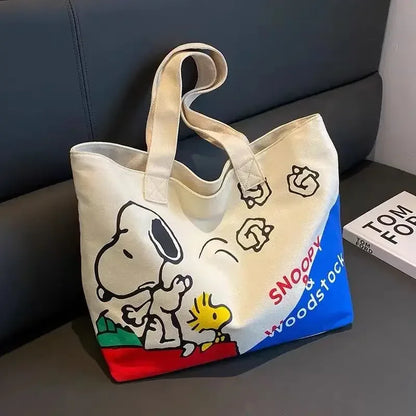 Snoopy Girl New Cute Cartoon Fashion Versatile Casual Travel Lightweight Large Capacity Storage Shoulder Portable Canvas Bag
