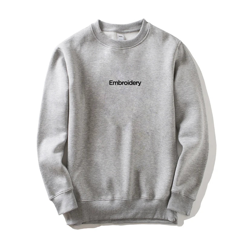 Custom Embroidery Cotton Sweatshirt Customized Brand Design Company Logo Text Men Women Thick Fleece Warm Quality Clothes 350gsm