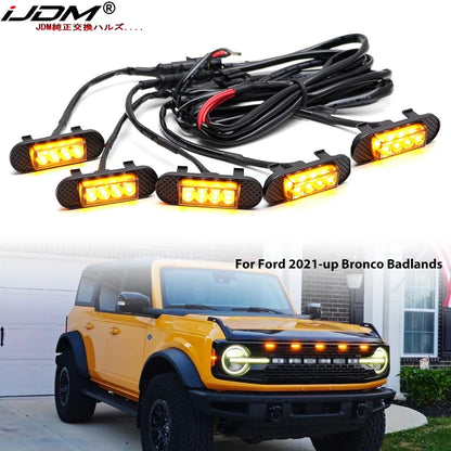 iJDM Car LED Front Grille Clearance Light For Ford Bronco Badlands Wilderness Edition Amber Daytime Running Light Warning Lamp