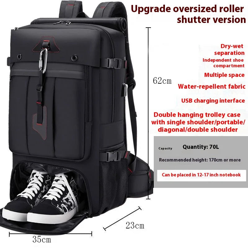 50L 70L Large Capacity Travel Backpack Luggage Sports Training Fitness Independent Shoes Storage Bag Laptop Bags