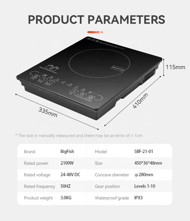 Newest Single 24V 48V Solar DC Induction Stove Battery-Powered Drop-In Desktop Design for Indoor/Outdoor Use Hotels for US