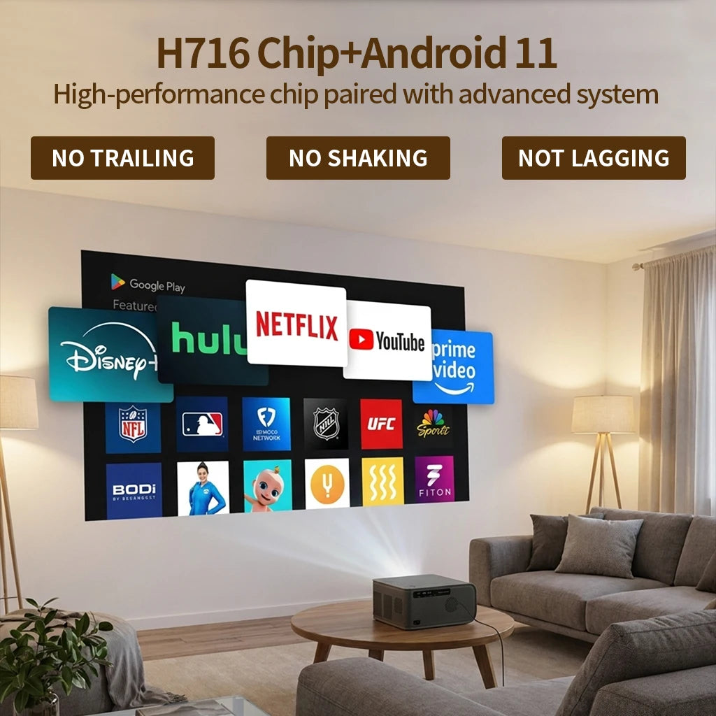 2026 New Smart Projector 2500 ANSI LM Google Play HDR10+ 1920*1080P Full HD Support 8K Video For Home Movie Theater TV Gaming