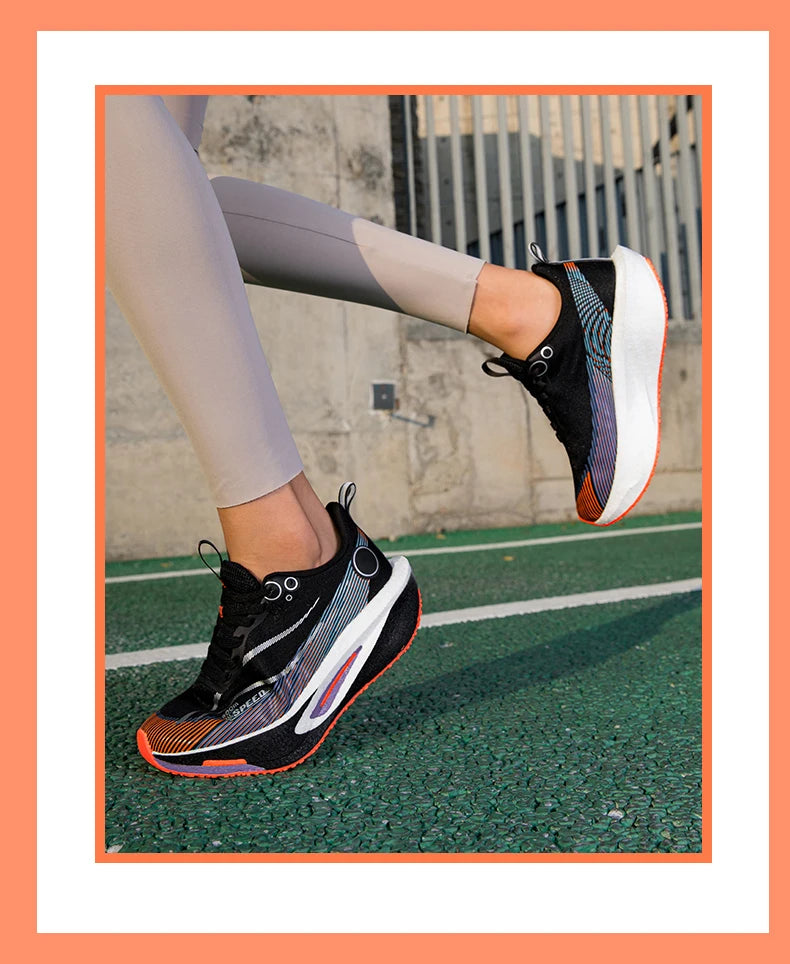 Unisex Carbon Board Running Shoes Professional Marathon Lightweight Bouncing Pad Breathable Ladies Stable Support Sports Shoes