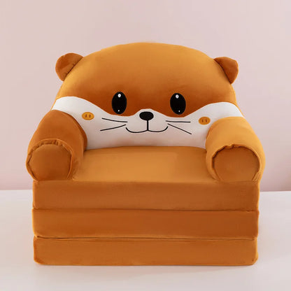 Three-layer folding children's small sofa cartoon kindergarten baby seat stool plush toy lazy sofa removable