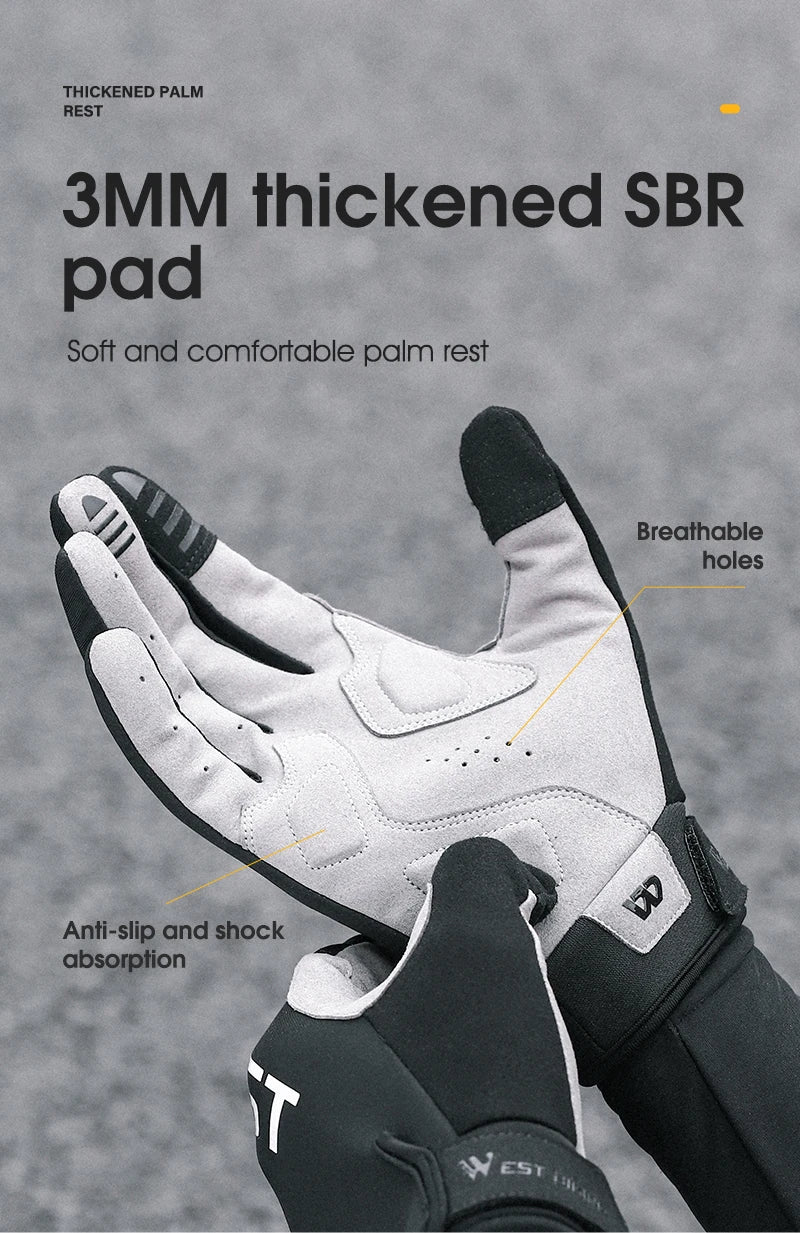WEST BIKING Winter Warm Cycling Gloves Reflective MTB Road Bicycle Men's Windproof Thermal Anti-slip Touch Screen Sports Gloves
