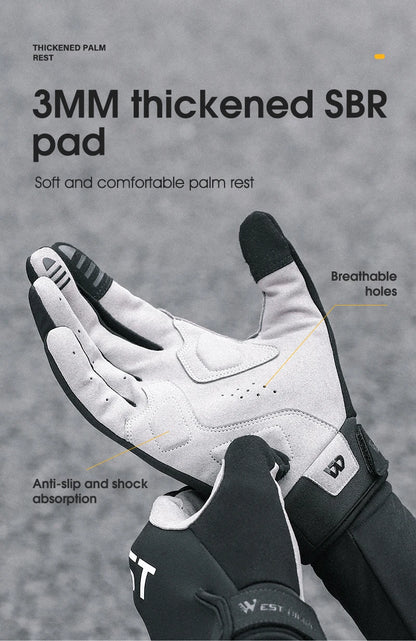 WEST BIKING Winter Warm Cycling Gloves Reflective MTB Road Bicycle Men's Windproof Thermal Anti-slip Touch Screen Sports Gloves