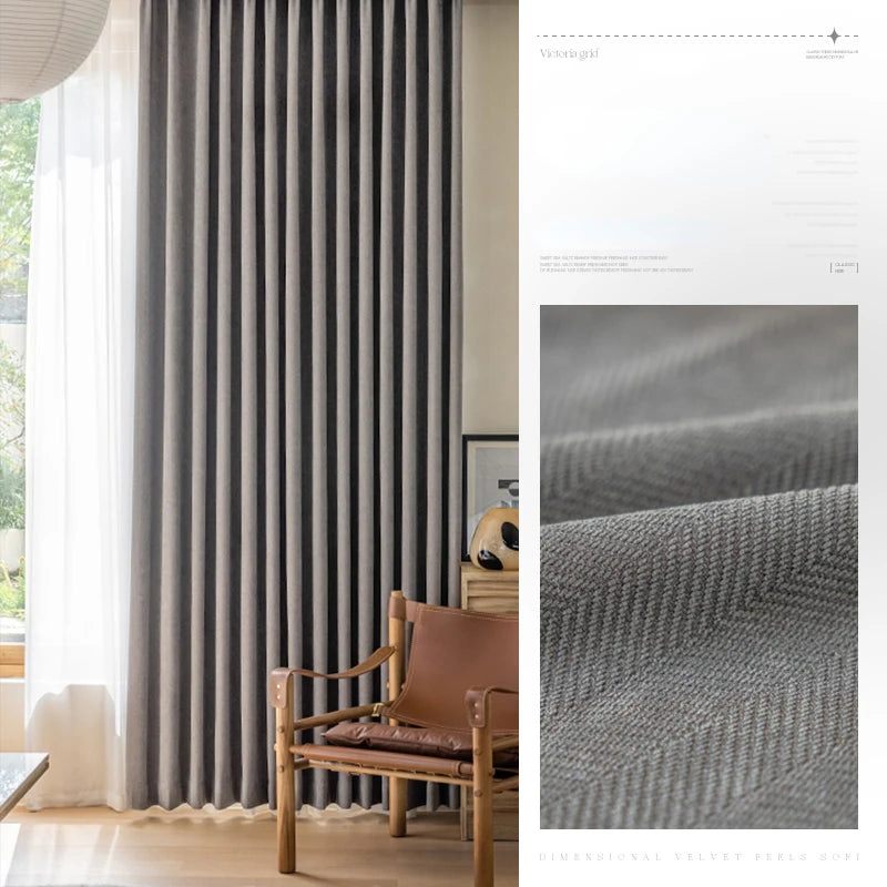 Modern Simple Blackout Curtain Luxury Living Room Drape Room Balcony Floor-to-ceiling Windows Curtains Bedroom Soundproof Drapes