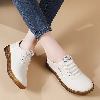 100% cowhide Women's Leather shoes New large size casual sports shoes Fashion  Lightness Women's vulcanized shoes sneakers