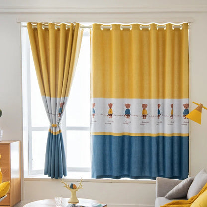 Ahoyikaa Cartoon Little Bear Blackout Curtain For Kids Room Children Curtains For Baby Boys Child Bedroom Living Room Window