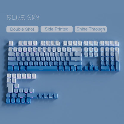 Babysbreath Side Print Shine Through Keycap Cherry Profile Double Shot PBT Keycaps 130 Key for Cherry MX Switches Gamer Keyboard