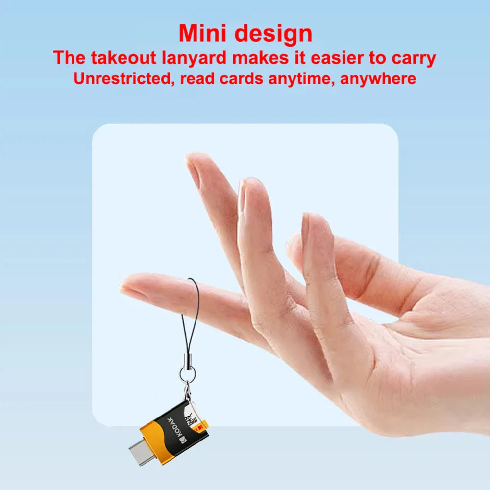 NEW KODAK T330 Micro SD Card Reader Type-C TF Memory Card High-speed OTG Adapter Suitable for Mobile Phones Tablets and Computer
