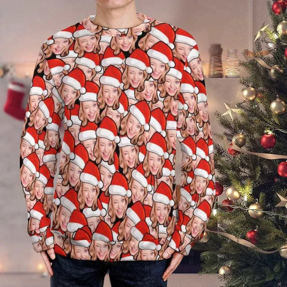 Custom Your Photo 3D Print Ugly Christmas Sweater DIY Face Family Pullovers Funny Image Sweatshirt Personalized Xmas Gift Unisex