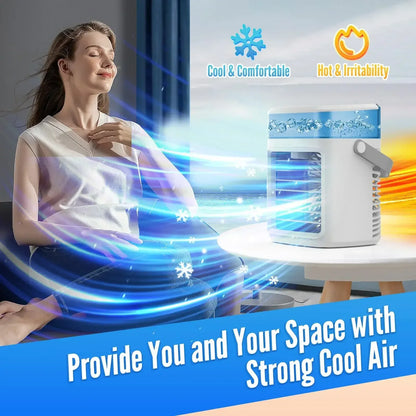 Portable Air Conditioner,3 Speed Personal Evaporative Air Cooler with Timer,450ml Water Tank Rechargeable,Quiet Portable Fan