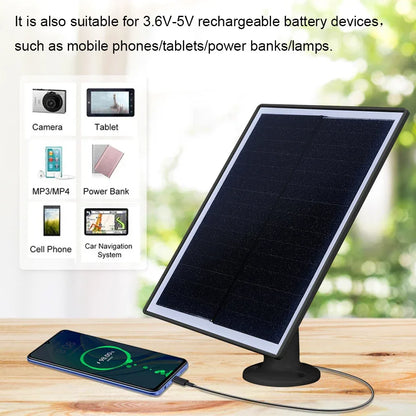 6W 5V Solar Panel Charger Shingled Solar Panel 24% Efficiency Micro USB & USB-C Port Solar Cell Panel for Phone iPad Outdoor Use
