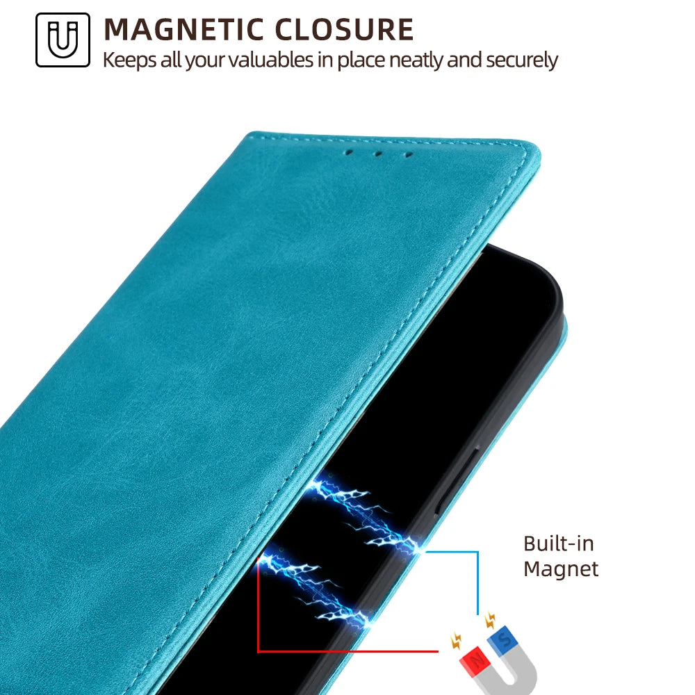 Business Magnetic Phone Case for Tecno Spark 20 10 Pro 20C 10C 8C Spark GO 2024 Pop 8 Pro Leather Wallet Case Flip Cover