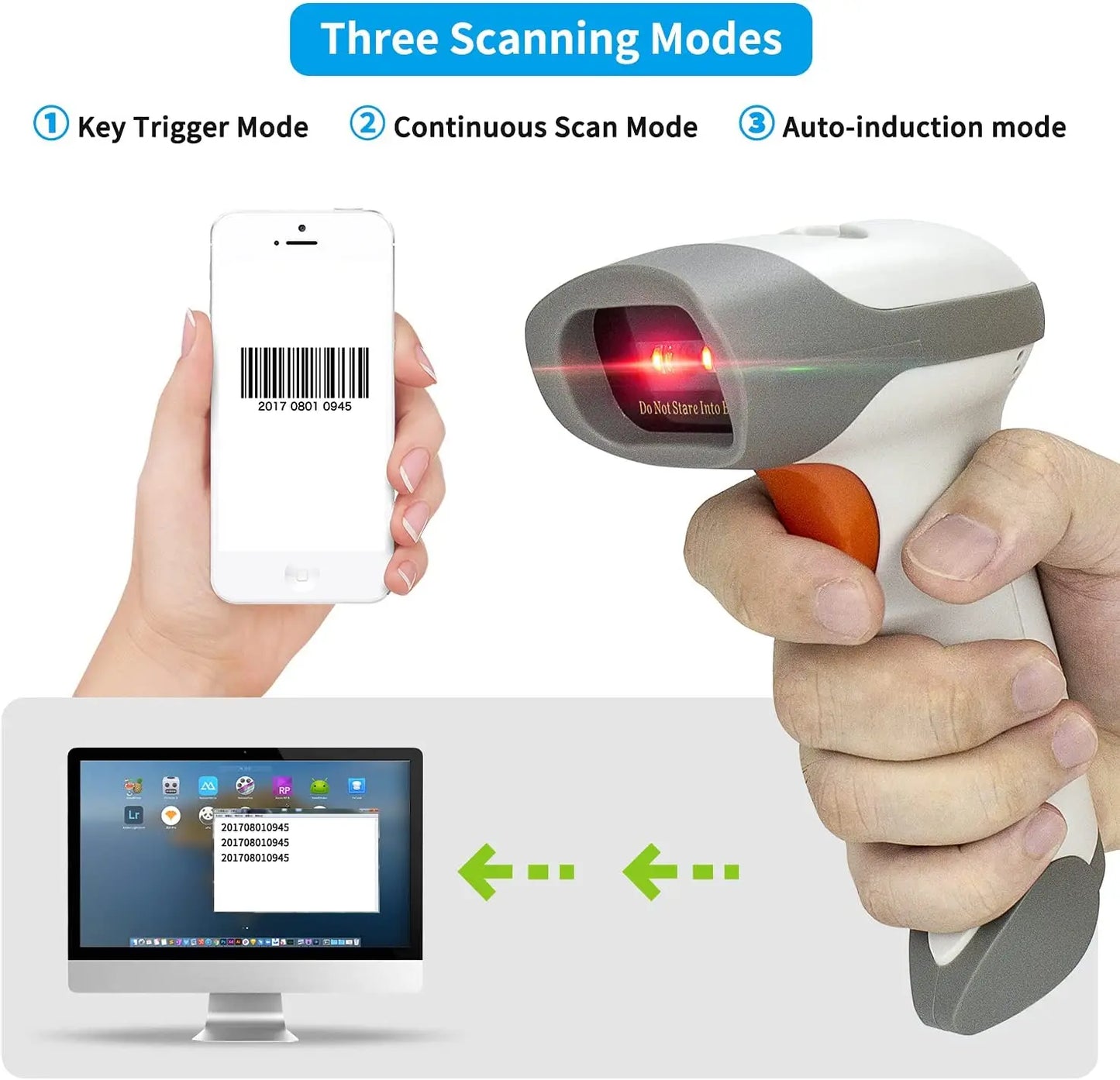 NETUM L8BL-W Wired 2D Barcode Scanner and L8BL-B Blueooth Wireless QR Barcode Reader PDF417 Automatic Sensing for Pos Scanning