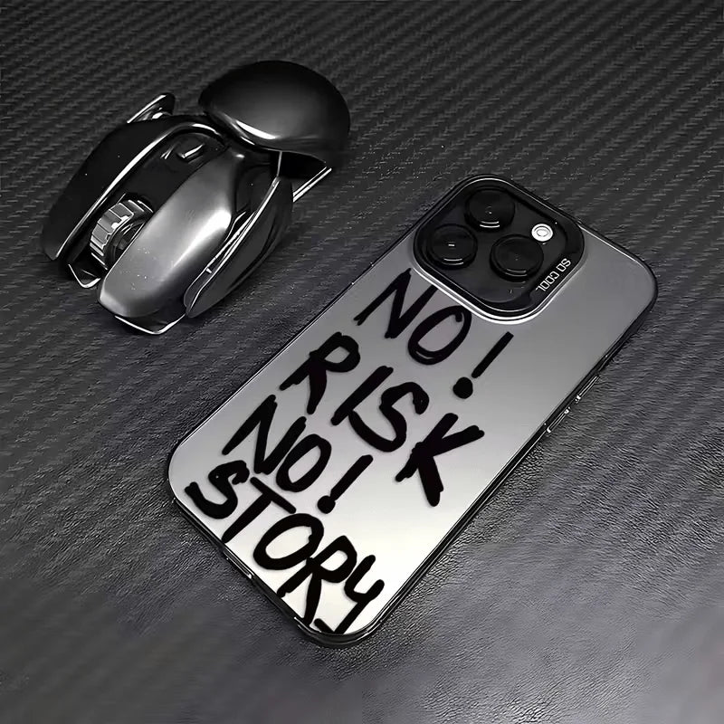 NO! RISK NO! STORY pattern phone case suitable for iPhone 17 16 15 14 13 12 11 Pro/Max/Plus anti drop and shockproof back cover
