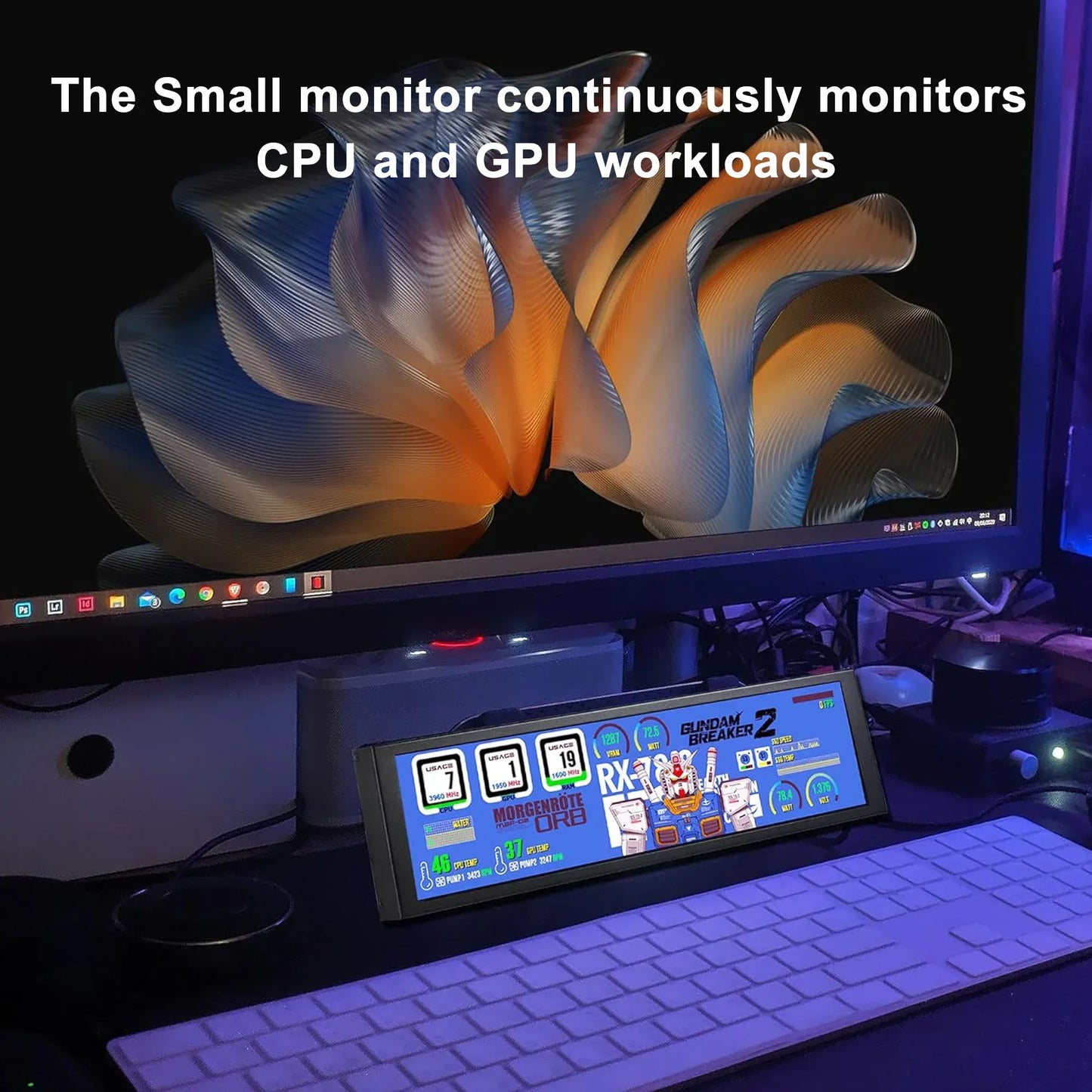 Wisecoco 11.3/8.8/7.84 inch HD IPS Secondary Screen Type-C for Laptop Computer Temperature DIY Aida64 CPU GPU Monitor