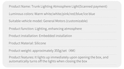 LED Trunk Lighting Lights Dynamic Flowing Flexible Light Strip On/Off Scanning Atmosphere Lamp Waterproof for Car Accessories