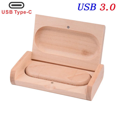 2 IN 1 TYPE-C USB 3.0 Flash Drive 128GB Free Custom Logo Pen Drive 64GB Wooden Pendant Memory Stick 32GB Creative Wedding Gift