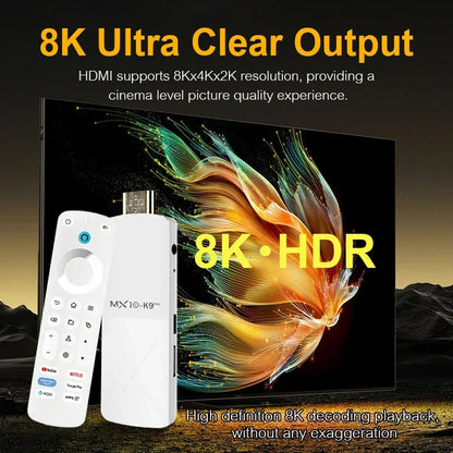 Smart TV Stick MX10 K9PRO Android 13 Dual-Band WiFi2.4G+5G BT5.0 Support Voice Control 2GB+16GB Chromecast TV Stick